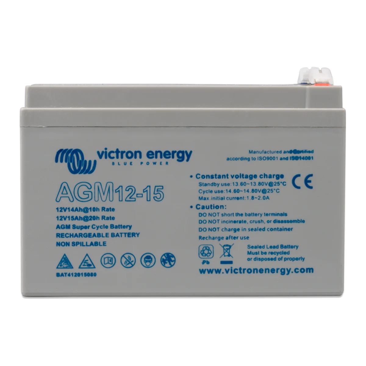 Victron Energy 12V/15Ah AGM Super Cycle Batt. (Faston-tab 6.3x0.8mm)