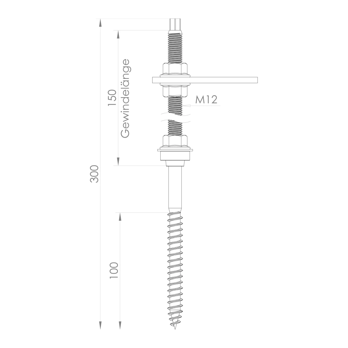 K2 Systems SolidRail HangerBolt M12x300
