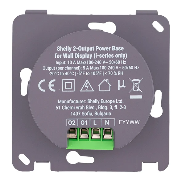 Shelly 2-Output Power Base for Wall Display